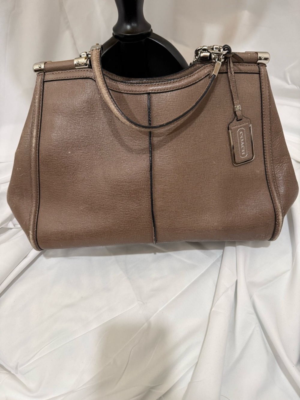 Y2K Coach Brown Leather Frame Satchel with ware use see description.